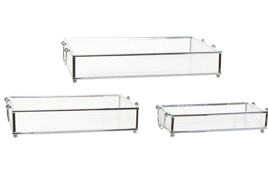 Detall ITEM Bandeja Decoracion Set 3 Cristal Metal 31X18X5,5 Online