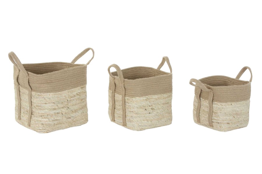 Detall ITEM Cesta Set 3 Yute Fibra 35X35X35 Natural Hot