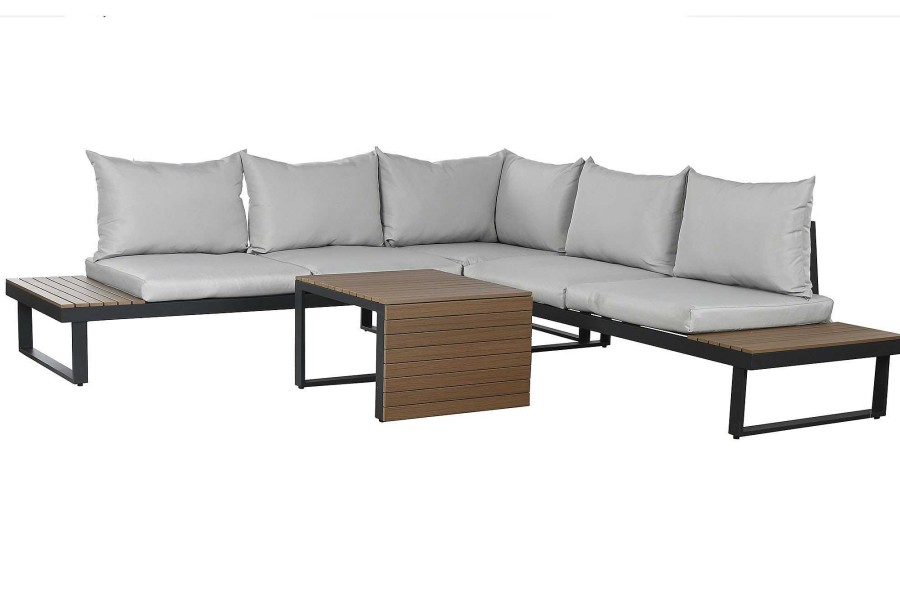 Detall ITEM Sofa Set 4 Aluminio Poliester 227X159X64 Gris New