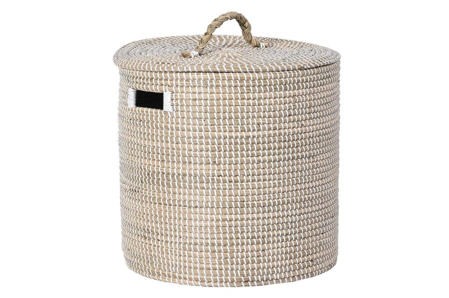 Detall ITEM Cesta Seagrass 42X42X48 Con Tapa Natural Hot