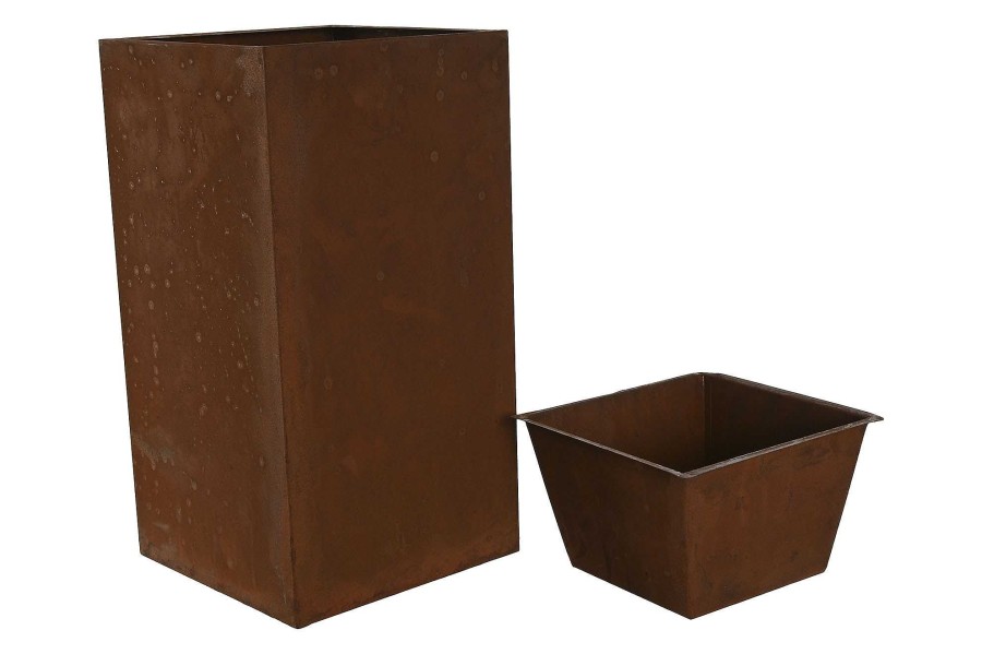 Detall ITEM Macetero Set 2 Metal 25X25X50 Simil Oxido New