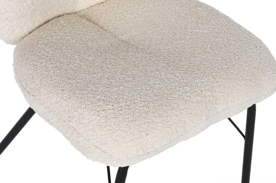 Detall ITEM Silla Poliester Metal 52X60X80 Boucle Crema New