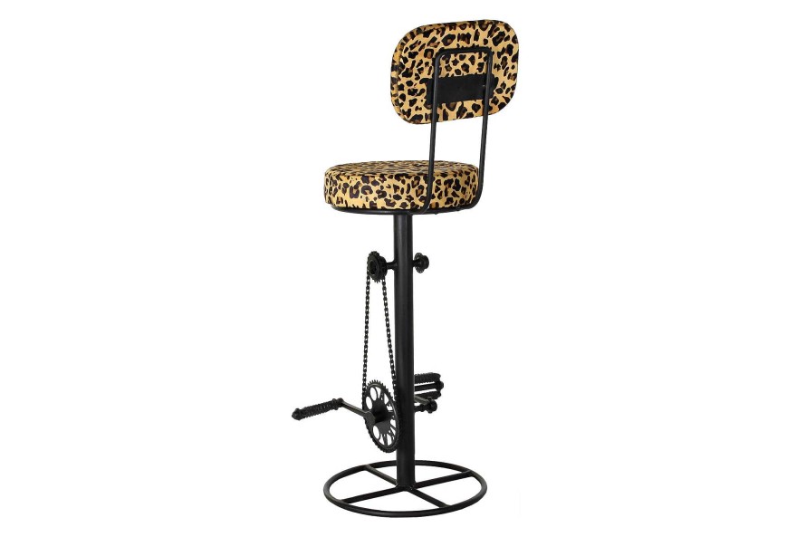 Detall ITEM Taburete Metal Piel 42X48X116 Leopardo Negro Hot