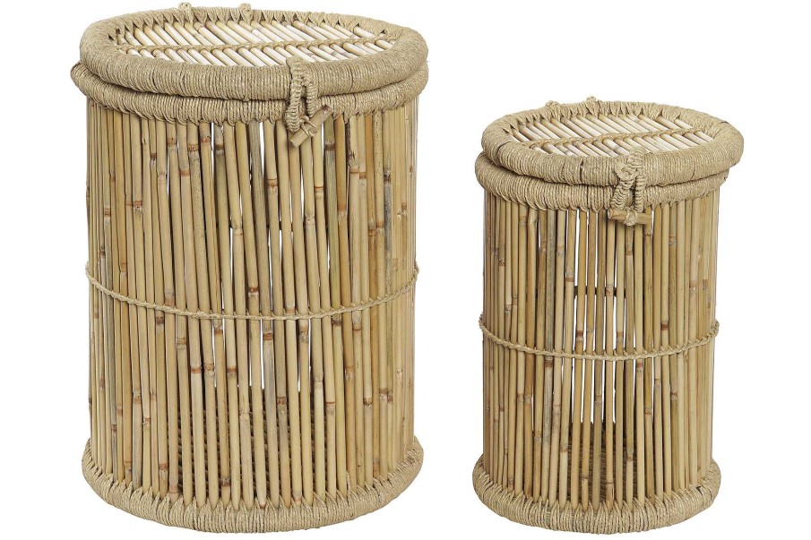 Detall ITEM Cesta Ropa Set 2 Bambu Cuerda 44X44X60 Natural New