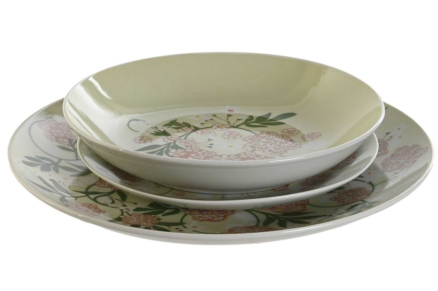 ITEM Vajilla Set 18 Porcelana 27X27X3 Verde Online