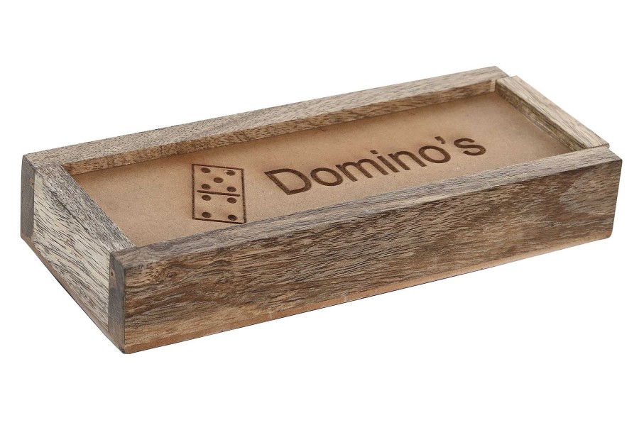 ITEM Juego Set 2 Resina Mdf 20X7X3 Domino Natural New