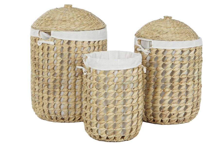 Detall ITEM Cesta Ropa Set 3 Fibra Lino 46X46X69 Natural Hot