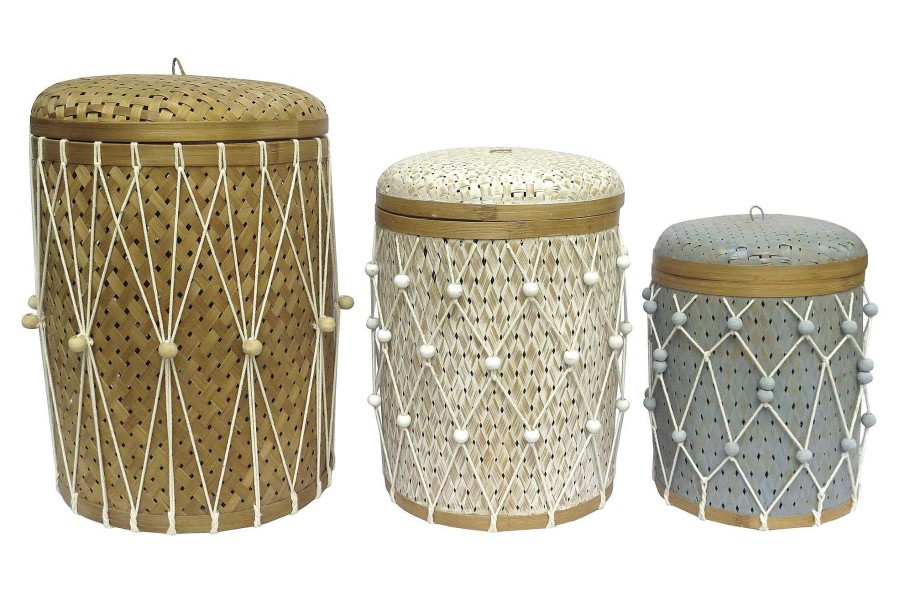 Detall ITEM Cesta Set 3 Bambu Algodon 46X46X58 35X46 30X38 Wholesale