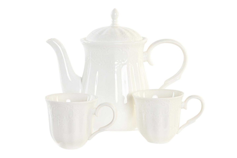 ITEM Cafe Set 6 Porcelana Bambu 29X20X22 Blanco New