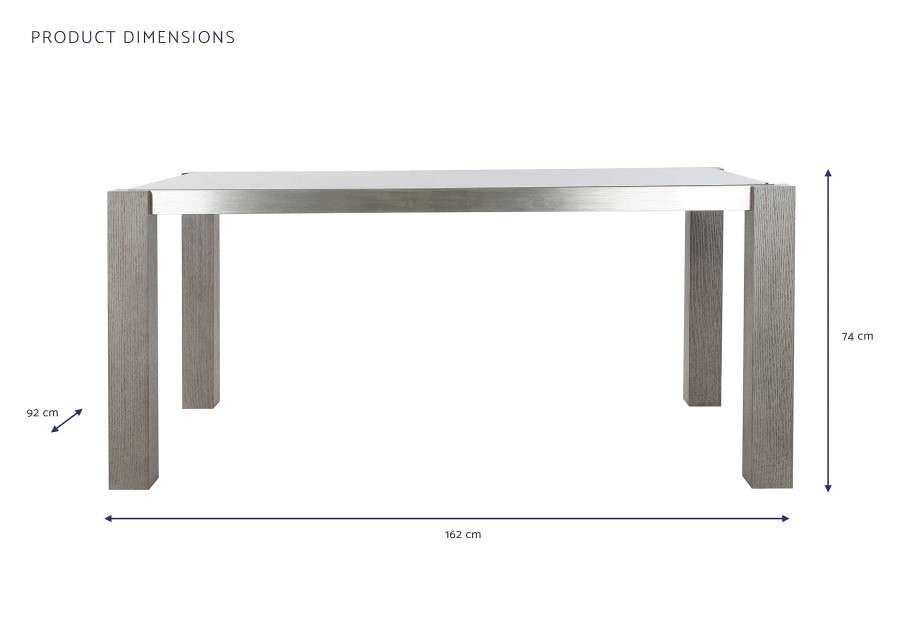 Detall ITEM Mesa Comedor Roble Aluminio 162X92X74 Cristal Gris New