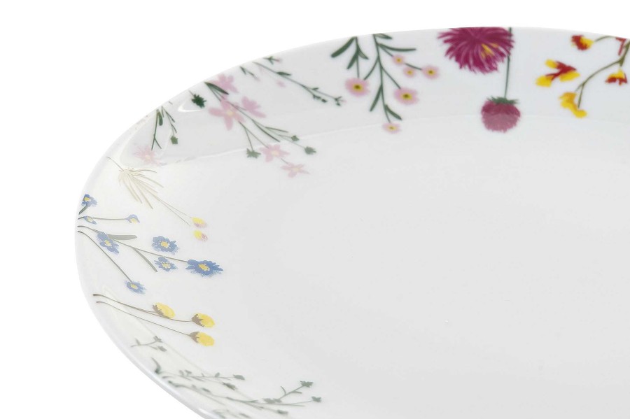 Detall ITEM Vajilla Set 18 Porcelana 27X27X3 Flores Multicolor Hot