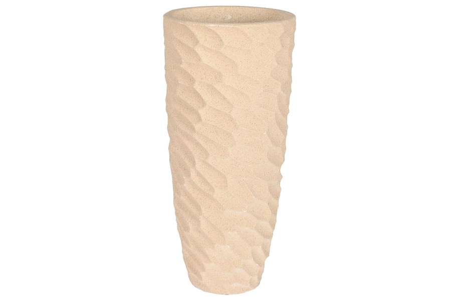 Detall ITEM Macetero Fibra Vidrio 40,5X40,5X91 Rugoso Beige Clearance