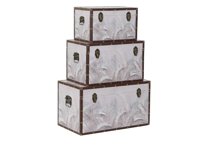 Detall ITEM Baul Set 3 Lienzo Mdf 59,5X34X34 Tropical Gris Hot