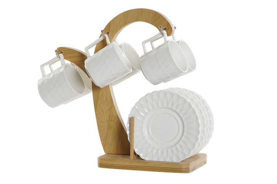 ITEM Cafe Set 6 Porcelana Bambu 26X12X25 90Ml, Blanco Hot