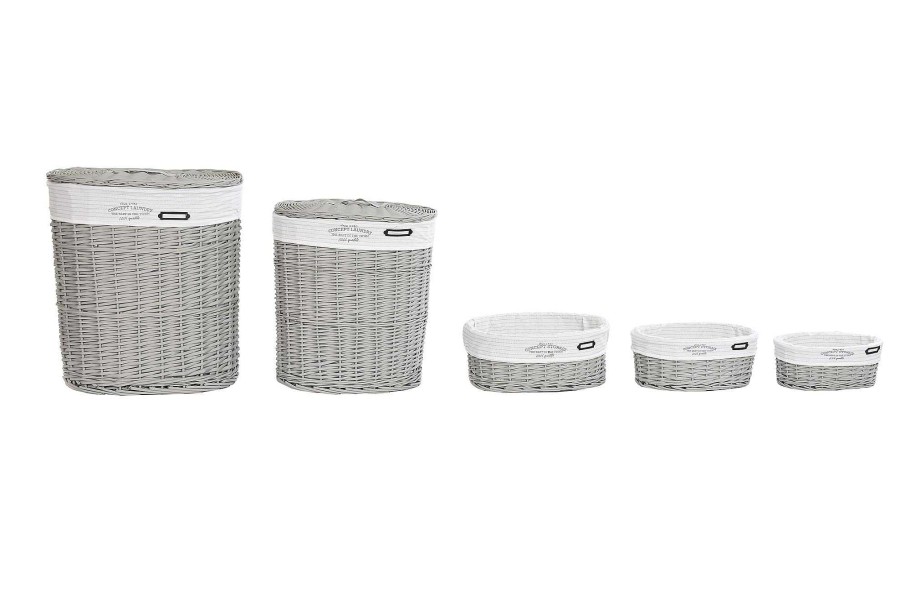 Detall ITEM Cesta Ropa Set 5 Mimbre Poliester 52X38X57 Gris Online