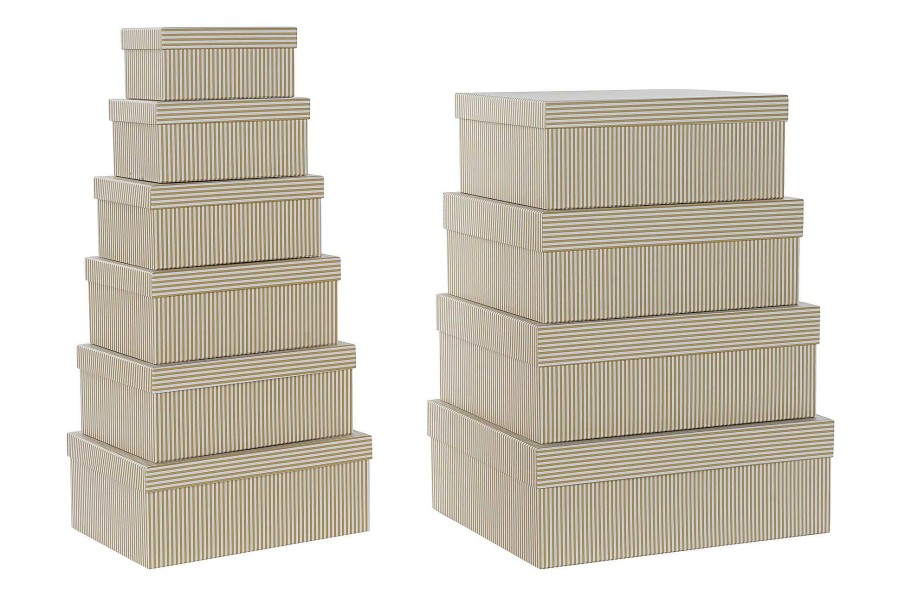 Detall ITEM Caja Set 10 Carton 43,5X33,5X15,5 Rayas Mostaza Wholesale